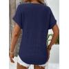 imageDokotoo Womens Waffle Knit Tops 2025 Fall Summer V Neck Shirts Casual Trendy Womens Blouses Basic TeeA Navy Blue