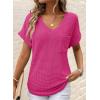 imageDokotoo Womens Waffle Knit Tops 2025 Fall Summer V Neck Shirts Casual Trendy Womens Blouses Basic TeeA Rose Red