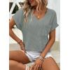 imageDokotoo Womens Waffle Knit Tops 2025 Fall Summer V Neck Shirts Casual Trendy Womens Blouses Basic TeeA Seagrass
