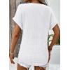 imageDokotoo Womens Waffle Knit Tops 2025 Fall Summer V Neck Shirts Casual Trendy Womens Blouses Basic TeeA White