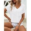 imageDokotoo Womens Waffle Knit Tops 2025 Fall Summer V Neck Shirts Casual Trendy Womens Blouses Basic TeeA White