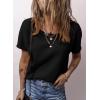 imageDokotoo Womens Waffle Knit Tops 2025 Fall Summer V Neck Shirts Casual Trendy Womens Blouses Basic TeeBlack 01