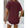 imageDokotoo Womens Waffle Knit Tops 2025 Fall Summer V Neck Shirts Casual Trendy Womens Blouses Basic TeeBurgundy