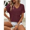 imageDokotoo Womens Waffle Knit Tops 2025 Fall Summer V Neck Shirts Casual Trendy Womens Blouses Basic TeeBurgundy