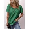 imageDokotoo Womens Waffle Knit Tops 2025 Fall Summer V Neck Shirts Casual Trendy Womens Blouses Basic TeeDark Green