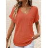 imageDokotoo Womens Waffle Knit Tops 2025 Fall Summer V Neck Shirts Casual Trendy Womens Blouses Basic TeeOrange