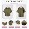 imageDokotoo Womens Waffle Knit Tops 2025 Fashion 34 Sleeve Casual Button Down Shirts Crew Neck Oversized Patchwork BlousesGreen