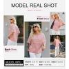imageDokotoo Womens Waffle Knit Tops 2025 Fashion 34 Sleeve Casual Button Down Shirts Crew Neck Oversized Patchwork BlousesPink