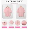 imageDokotoo Womens Waffle Knit Tops 2025 Fashion 34 Sleeve Casual Button Down Shirts Crew Neck Oversized Patchwork BlousesPink