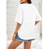 imageDokotoo Womens Waffle Knit Tops 2025 Fashion 34 Sleeve Casual Button Down Shirts Crew Neck Oversized Patchwork BlousesWhite