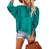 imageDokotoo Hoodies for Women 2024 Fashion Fall V Neck Button Down Long Sleeve Hooded Sweatshirts TopsGreen