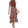 imageDokotoo Womens 2025 Sleeveless Fall Summer Dresses Casual Boho Crewneck Floral Boho Cocktail Party DressesRed
