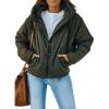 imageDokotoo Womens 2025 Winter Full Zipper Hooded Puffer Jacket Short Coat with PocketsGreen