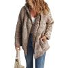 imageDokotoo Womens 2025 Winter Long Sleeve Solid Fuzzy Fleece Open Front Hooded Cardigans Jacket Coats Outerwear with PocketY Brown 2