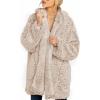 imageDokotoo Womens 2025 Winter Long Sleeve Solid Fuzzy Fleece Open Front Hooded Cardigans Jacket Coats Outerwear with PocketY Brown