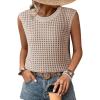 imageDokotoo Womens Casual Crewneck Sleeveless Sweaters Vest Loose Crochet Hollow Out Knit Beach Swimsuit Cover UpsKhaki