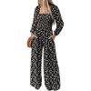 imageDokotoo Womens Casual Loose Overalls Jumpsuits One Piece Long Sleeve Printed Wide Leg Long Pant Rompers With PocketsBlack2