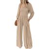 imageDokotoo Womens Casual Loose Overalls Jumpsuits One Piece Long Sleeve Wide Leg Long Pant Rompers With PocketsApricot