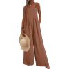 imageDokotoo Womens Casual Loose Overalls Jumpsuits One Piece Sleeveless Wide Leg Long Pant Rompers With PocketsChestnut