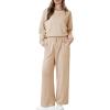 imageDokotoo Womens Cotton 2 Piece Outfits Sweatsuit Casual Fall Long Sleeve Knit Tops And Pants Lounge SetsBeige
