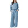 imageDokotoo Womens Cotton 2 Piece Outfits Sweatsuit Casual Fall Long Sleeve Knit Tops And Pants Lounge SetsMyosotis