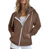 imageDokotoo Womens Full Zip Up Hoodie Long Sleeve Hooded Sweatshirts Pockets Jacket Coat for WomenA Coffee