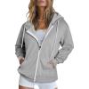 imageDokotoo Womens Full Zip Up Hoodie Long Sleeve Hooded Sweatshirts Pockets Jacket Coat for WomenA Gray