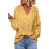 imageDokotoo Womens Long Sleeve Tops V Neck Shirts Dressy Casual Blouses Fall Outfits Trendy Clothes Clothes 2025Printyellow