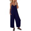 imageDokotoo Womens Loose Sleeveless Jumpsuits Adjustable Spaghetti Strap Stretchy Long Pant Romper Jumpsuit with PocketsA Blue