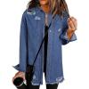imageDokotoo Womens Oversized Denim Jacket Casual Long Sleeve Denim Shirts Distresse Jean Jacket Fall Outfits 2025A1 Blue