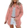 imageDokotoo Womens Oversized Denim Jacket Casual Long Sleeve Denim Shirts Distresse Jean Jacket Fall Outfits 2025B2 Pink
