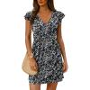 imageDokotoo Womens Summer Dresses Beach 2025 Casual Deep V Neck Loose Sundress Ruffle Sleeve Mini DressBlack a
