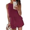 imageDokotoo Womens Summer Jumpsuits 2025 Casual Ruffle Chiffon Sleeveless RompersRuffle Red 2