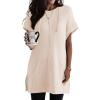 imageDokotoo Womens Summer Oversized Shirts 2025 Short Sleeve Drawstring Hoodies Waffle Knit Side Slit Tunic Tops with PocketApricot