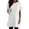 imageDokotoo Womens Summer Oversized Shirts 2025 Short Sleeve Drawstring Hoodies Waffle Knit Side Slit Tunic Tops with PocketWhite
