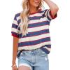 imageDokotoo Womens Summer Tops 2025 Striped Color Block Short Sleeve TShirts Crewneck Casual Loose Basic Tee BlousesRed