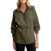 imageDokotoo Womens Sweatshirt Oversized Half Zip Up Drawstring Waist Long Sleeve Side Slits Soft Casual Pullover Sweatshirts TopsGreen