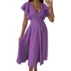 imageDokotoo Womens V Neck Elegant Party Dress Short Sleeve Skater Dress Wedding Guest DressesPurple