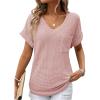 imageDokotoo Womens Waffle Knit Tops 2025 Fall Summer V Neck Shirts Casual Trendy Womens Blouses Basic TeeA Apricot Pink