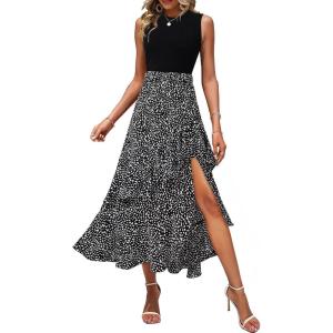 imageDokotoo Womens 2025 Sleeveless Fall Summer Dresses Casual Boho Crewneck Floral Boho Cocktail Party DressesA Black