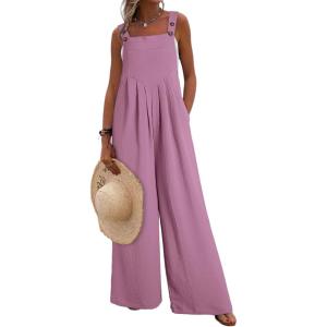 imageDokotoo Womens Casual Loose Overalls Jumpsuits One Piece Sleeveless Wide Leg Long Pant Rompers With PocketsValerian