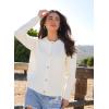 imageDokotoo Cardigan Sweaters for Women Lightweight Long Sleeve Open Front 2025 Button Down Jacket WinterWhite