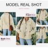 imageDokotoo Corduroy Sherpa Jacket for Women Button Down Fleece Fur Collar Winter Warm CoatA Apricot