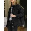 imageDokotoo Denim Jacket for Women Fashion Solid Oversized Long Sleeve Button Down Shacket Jacket Coat with PocketsBlack