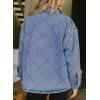 imageDokotoo Denim Jacket for Women Fashion Solid Oversized Long Sleeve Button Down Shacket Jacket Coat with PocketsBlue