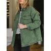 imageDokotoo Denim Jacket for Women Fashion Solid Oversized Long Sleeve Button Down Shacket Jacket Coat with PocketsGreen