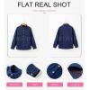 imageDokotoo Denim Jacket for Women Fashion Solid Oversized Long Sleeve Button Down Shacket Jacket Coat with PocketsNavy Blue