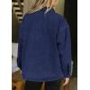 imageDokotoo Denim Jacket for Women Fashion Solid Oversized Long Sleeve Button Down Shacket Jacket Coat with PocketsNavy Blue