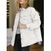 imageDokotoo Denim Jacket for Women Fashion Solid Oversized Long Sleeve Button Down Shacket Jacket Coat with PocketsWhite