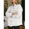 imageDokotoo Denim Jacket for Women Fashion Solid Oversized Long Sleeve Button Down Shacket Jacket Coat with PocketsWhite